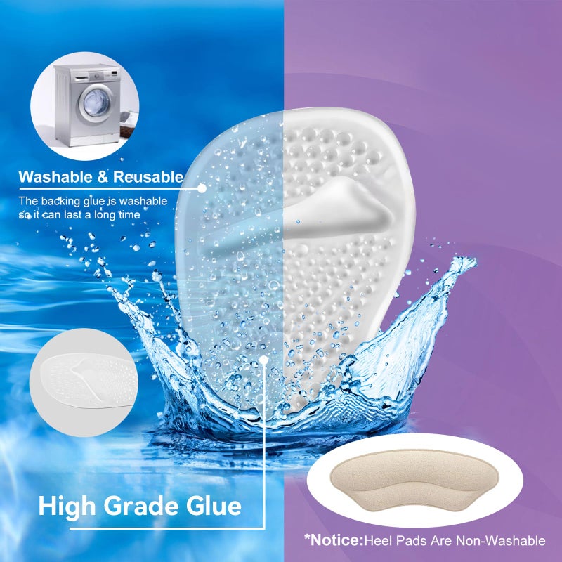 Riootlnm Metatarsal Pads  Ball of Foot Cushions  Heel Pads Inserts for Too Big Shoes  Reduce Foot Pain  No Slip Heel Grips Liners for Loose Shoes  Blisters (Clear) - Image 3